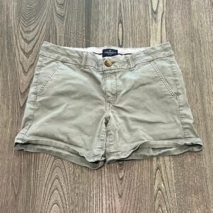American Eagle Outfitters Midi Shorts Mid Rise Cotton Blend Stretch Tan Size 8